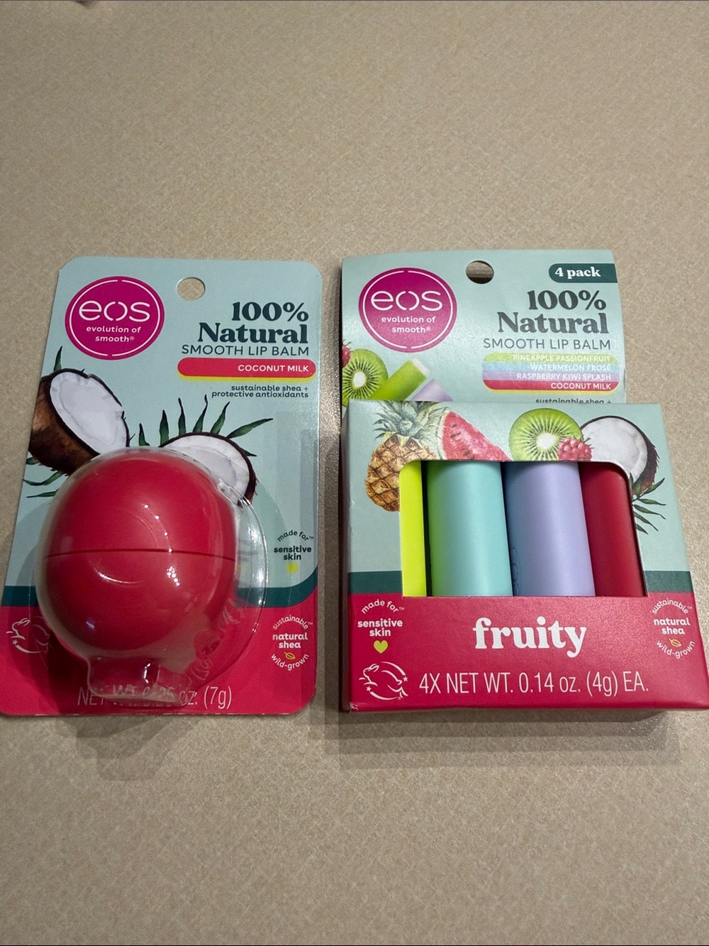eos Lip Balm Set - Red Sphere + Pastel Fruity Sticks